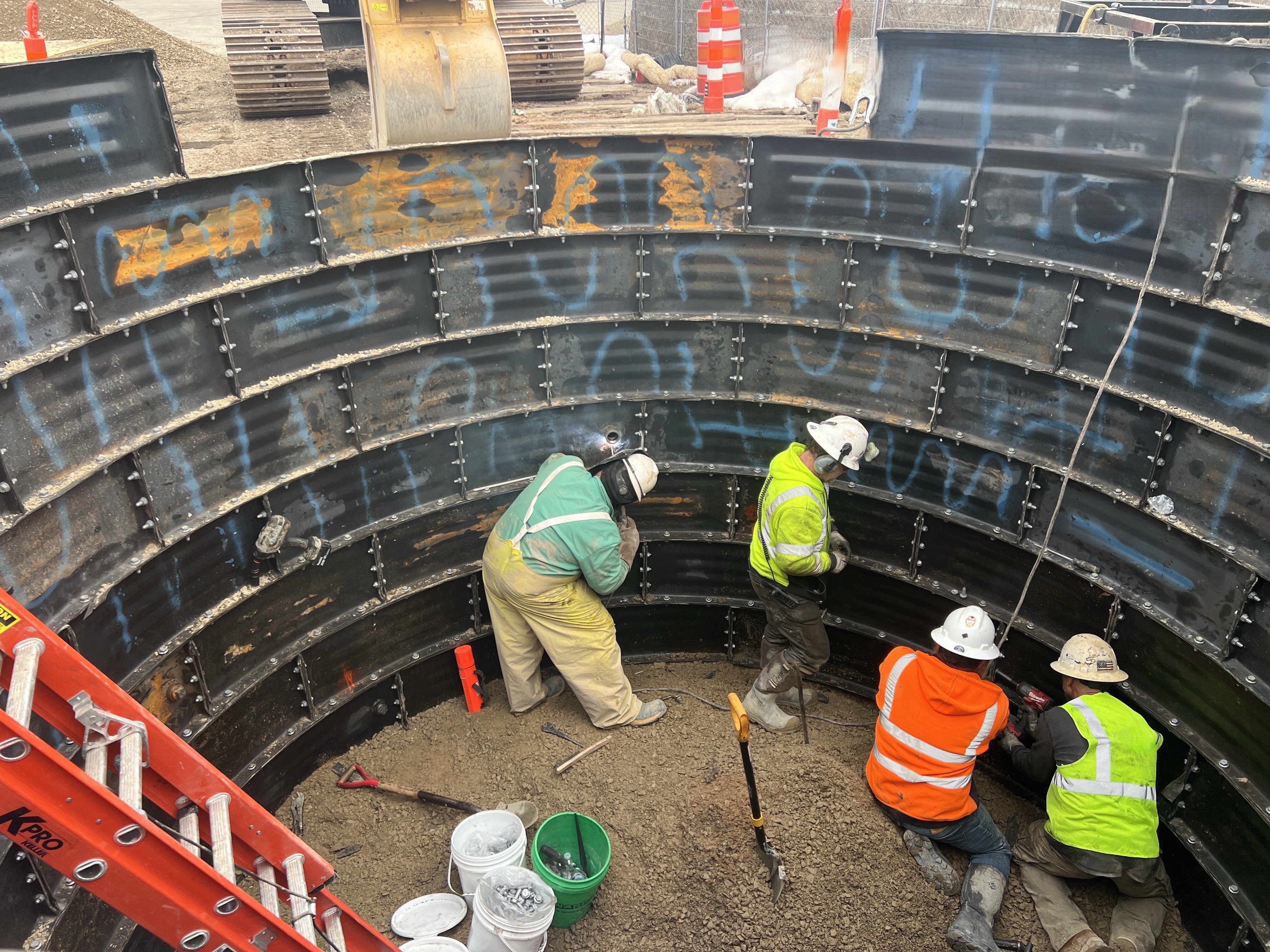 Crews working in the Main Street Pit