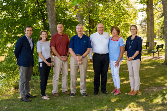 From left to right: Cong. Gallagher; Erin Houghton, NEW Water's Watershed Programs Manager; Jeff Smudde, NEW Water's Environmental Programs Director; Jim Blumreich, NEW Water Commissioner; Tom Sigmund, NEW Water's Executive Director; Janis Sigmund; Tricia Garrison, NEW Water's Public Affairs & Education Manager 