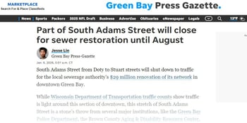 Green Bay Press-Gazette featured DIRP Construction Updates on 1.2.2026