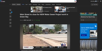 NEWs coverage on the temporary road closures of NEW Water's Downtown Interceptors Renewal Project