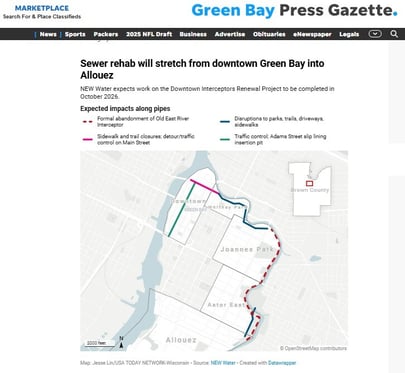 DIRP construction Map, courtesy of Green Bay Press Gazette from10.20.2025