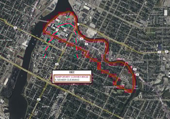 The Downtown Interceptors Renewal Project Map from 9/22/2025 update