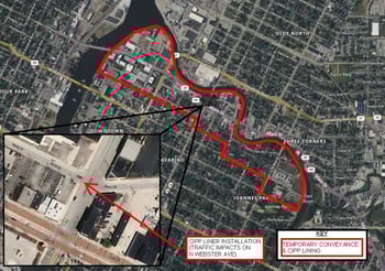Downtown Interceptors Renewal Project - CIPP Construction Map