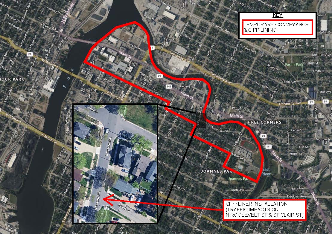Downtown Interceptors Renewal Project Construction Map 10.22.2025