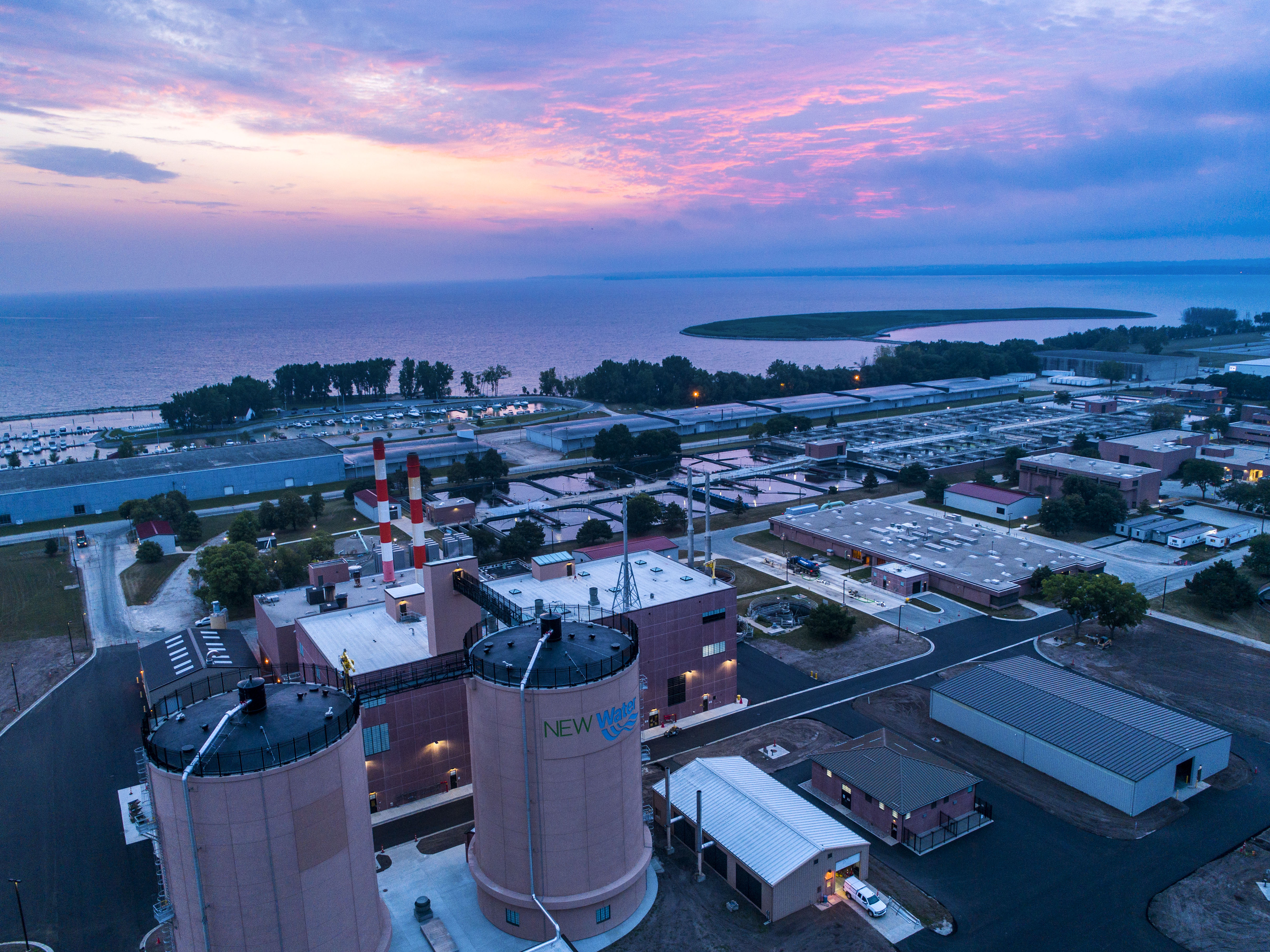 Sunrise over NEW Water's Green Bay Facility