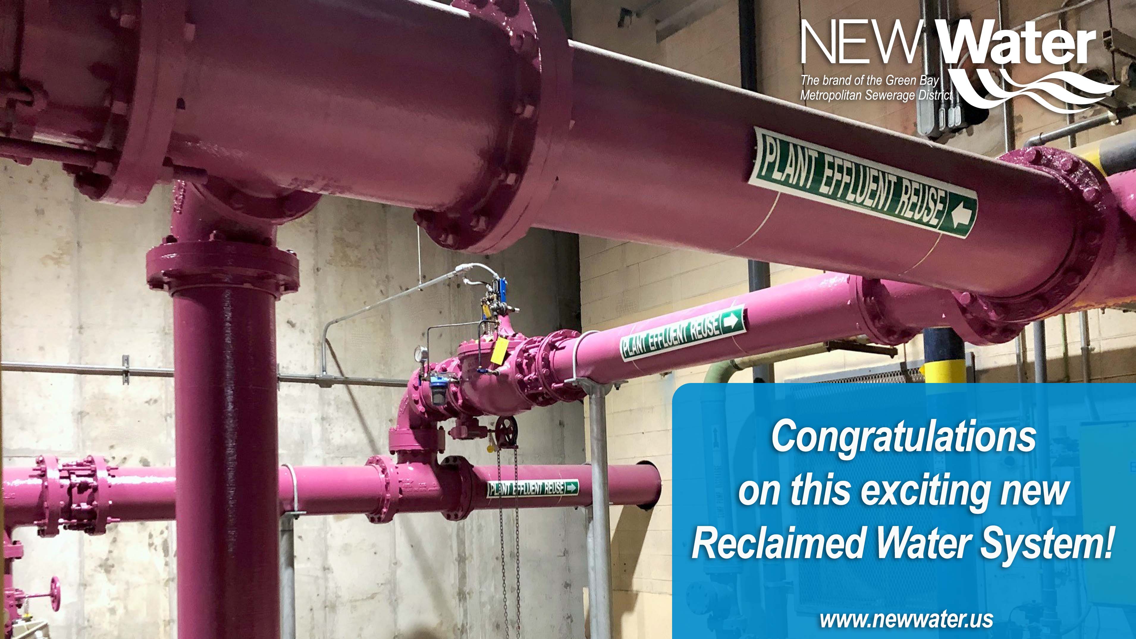 This purple pipe sends treated water back to Green Bay Packaging.  